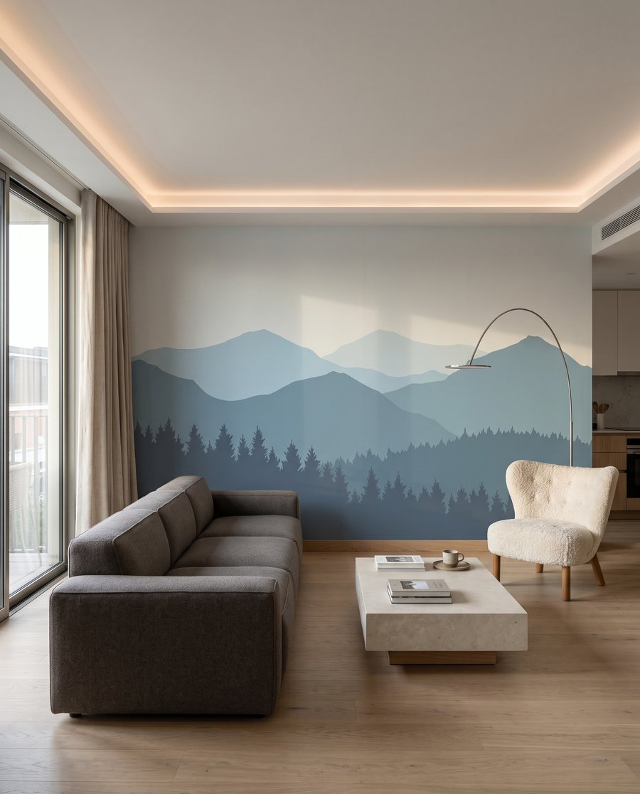 Sagome di montagne in un ambiente