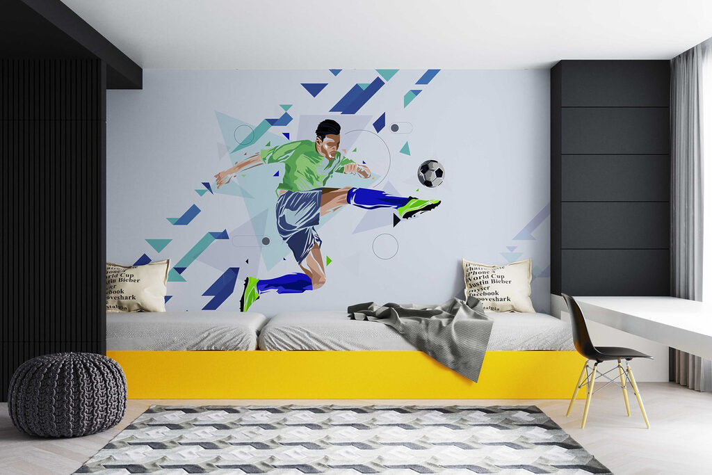 Calciatore tra frecce blu — ambiente 2