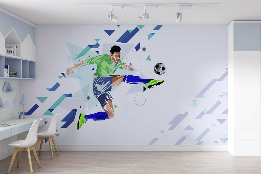 Calciatore tra frecce blu — ambiente 4