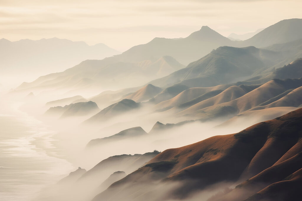 Nebbia dorata sulle montagne — design completo