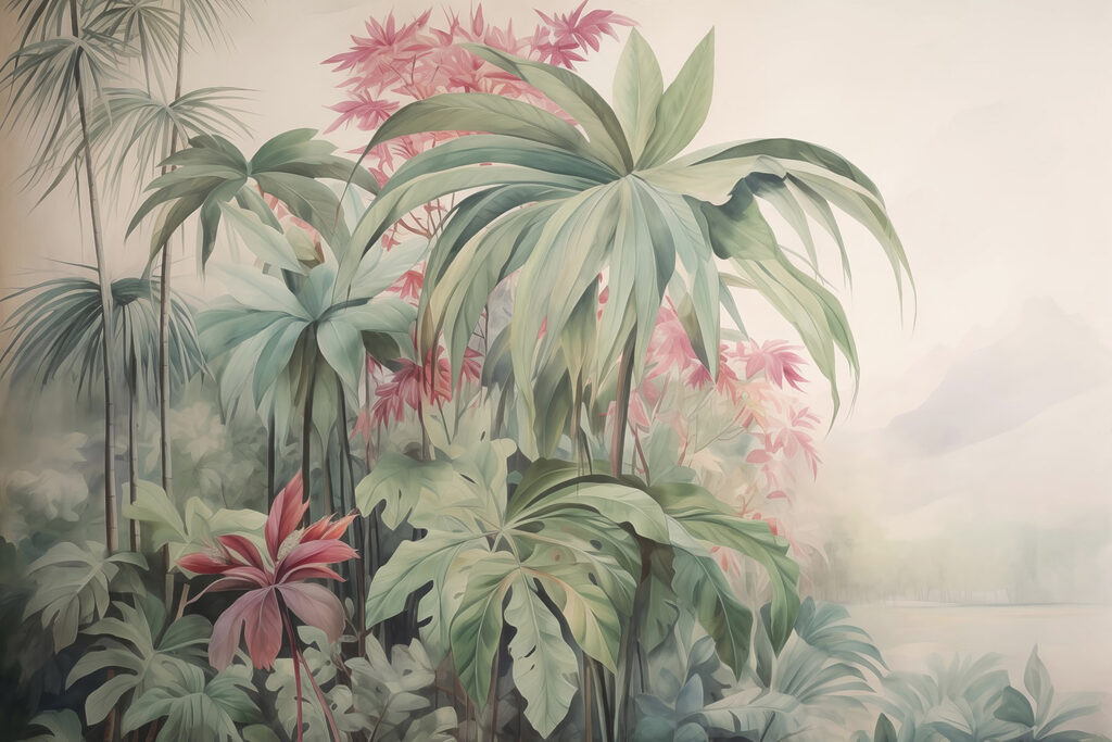 Palme e giardino fiorito — design completo