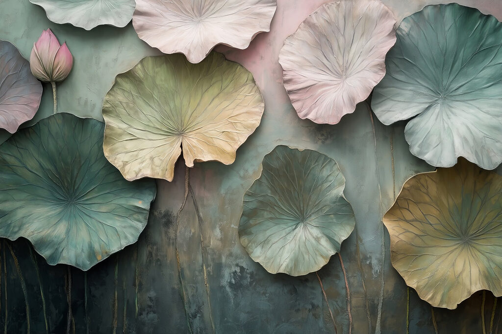 Foglie tonde in pastello — design completo