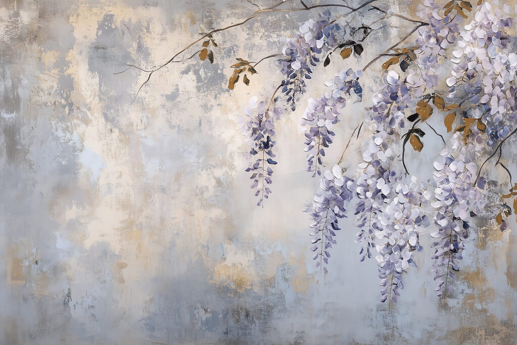 Fiori viola su patina — design completo