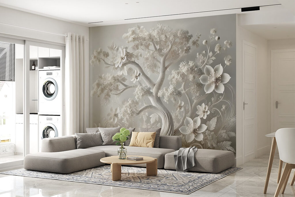 Fiori bianchi su grigio — ambiente 3