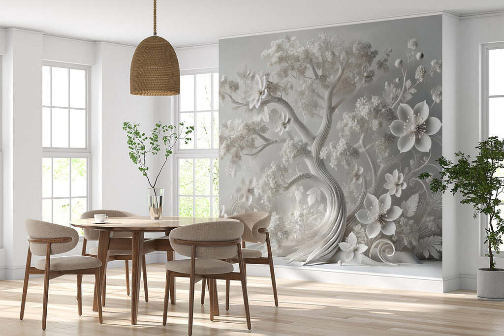 Fiori bianchi su grigio — ambiente 4