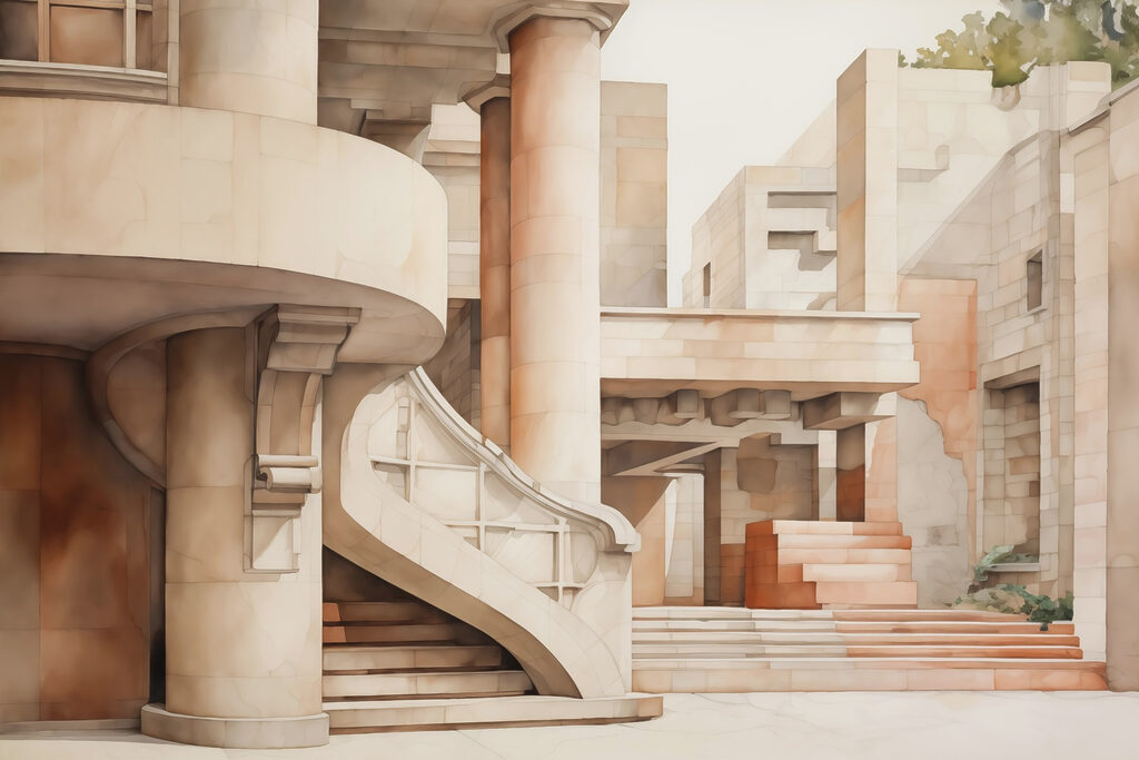 Scale tra colonne tonde — design completo