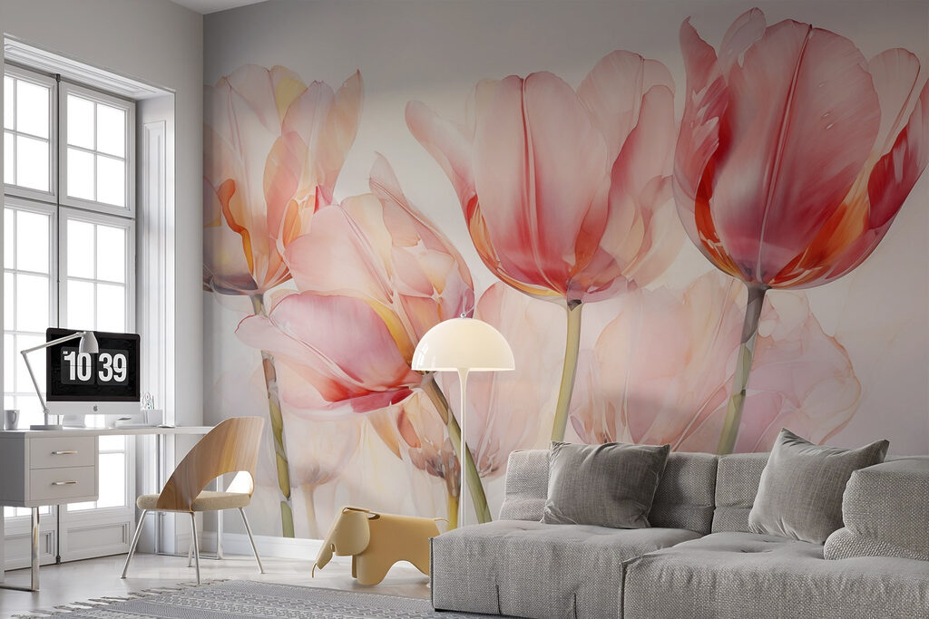 Tulipani corallo su crema — ambiente 2