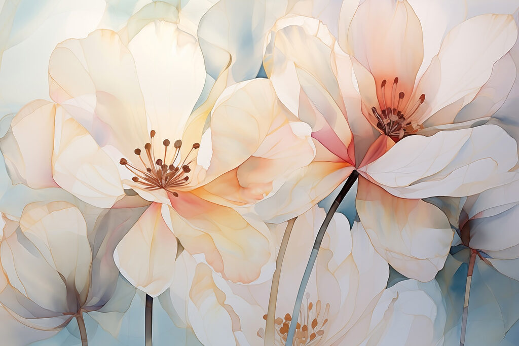 Grandi fiori in pastello — design completo