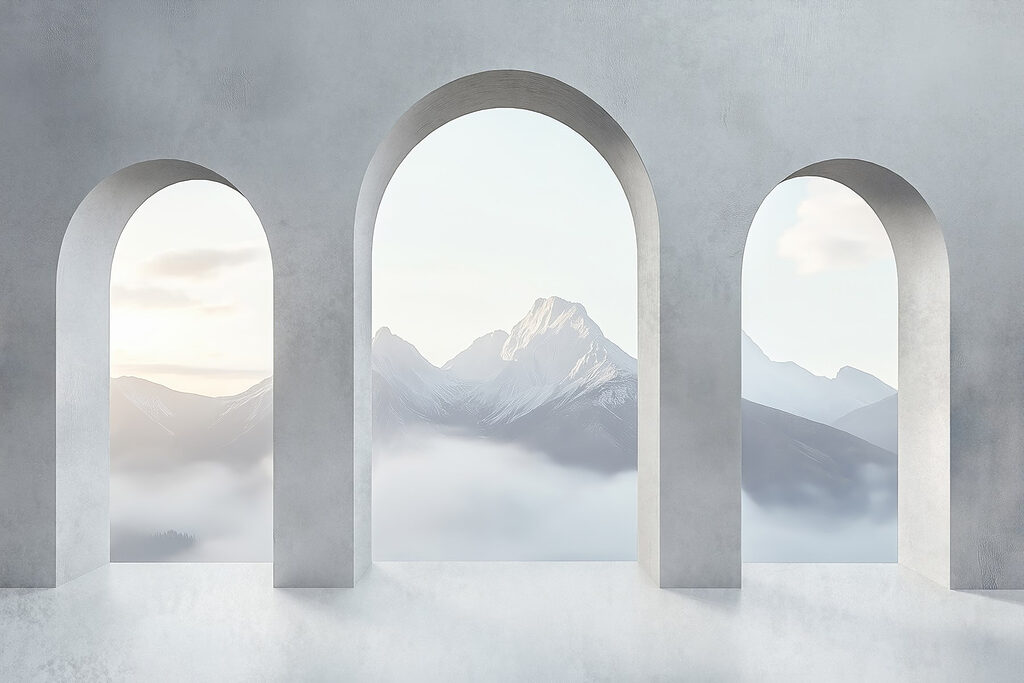 Montagne tra gli archi — design completo