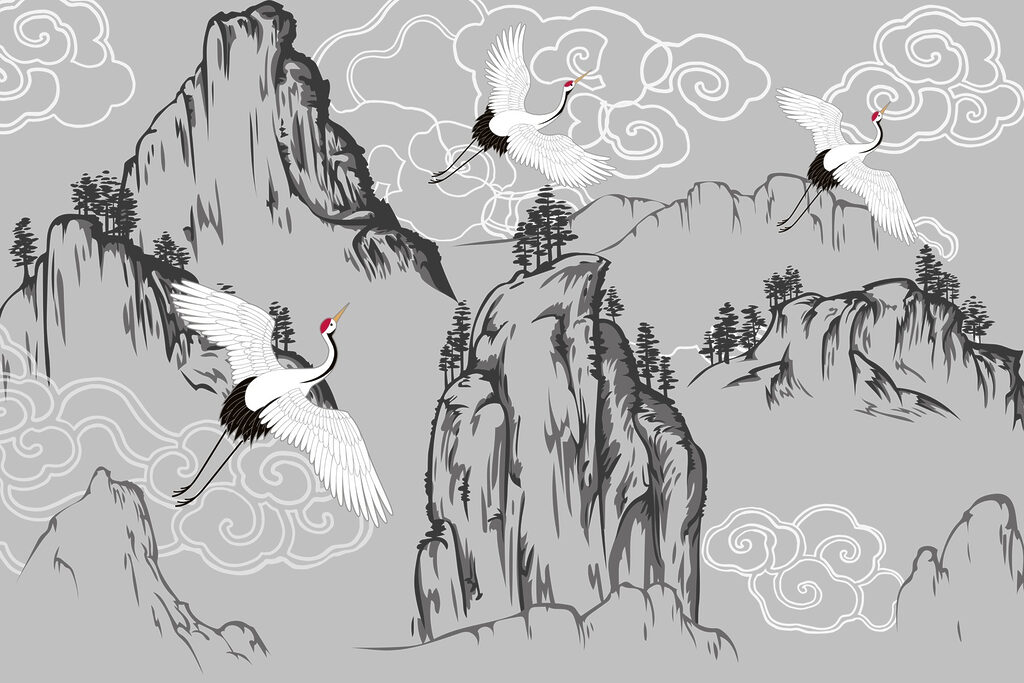 Gru tra le montagne — design completo