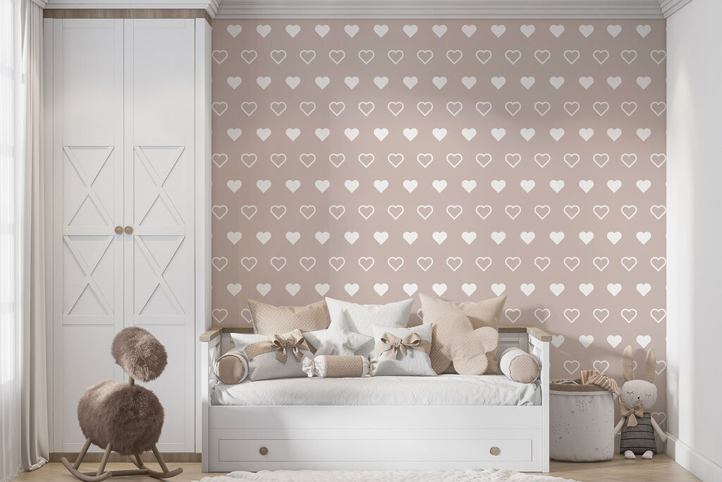Cuori bianchi su rosa — ambiente 1