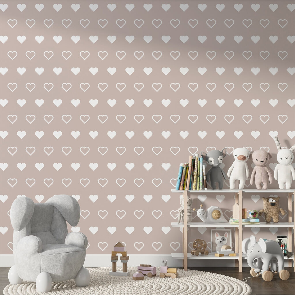 Cuori bianchi su rosa — ambiente 2
