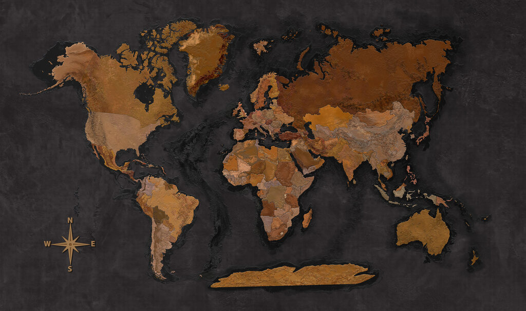 Mappa del mondo ramata — design completo