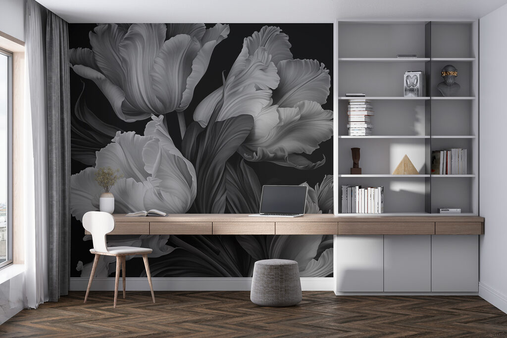 Tulipani grigi su nero — ambiente 1
