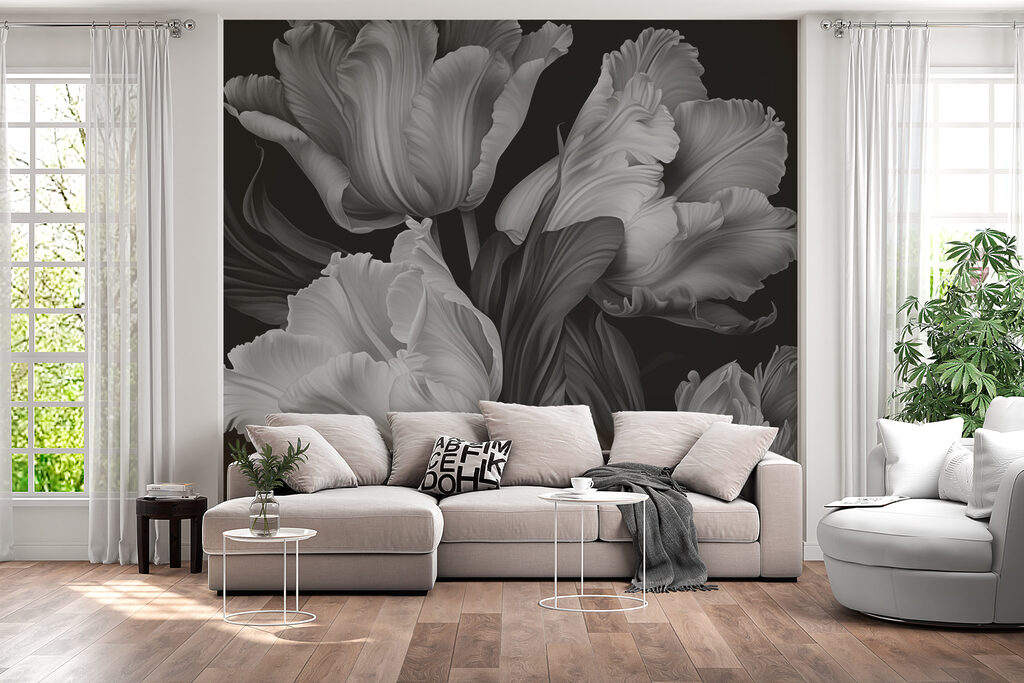 Tulipani grigi su nero — ambiente 2