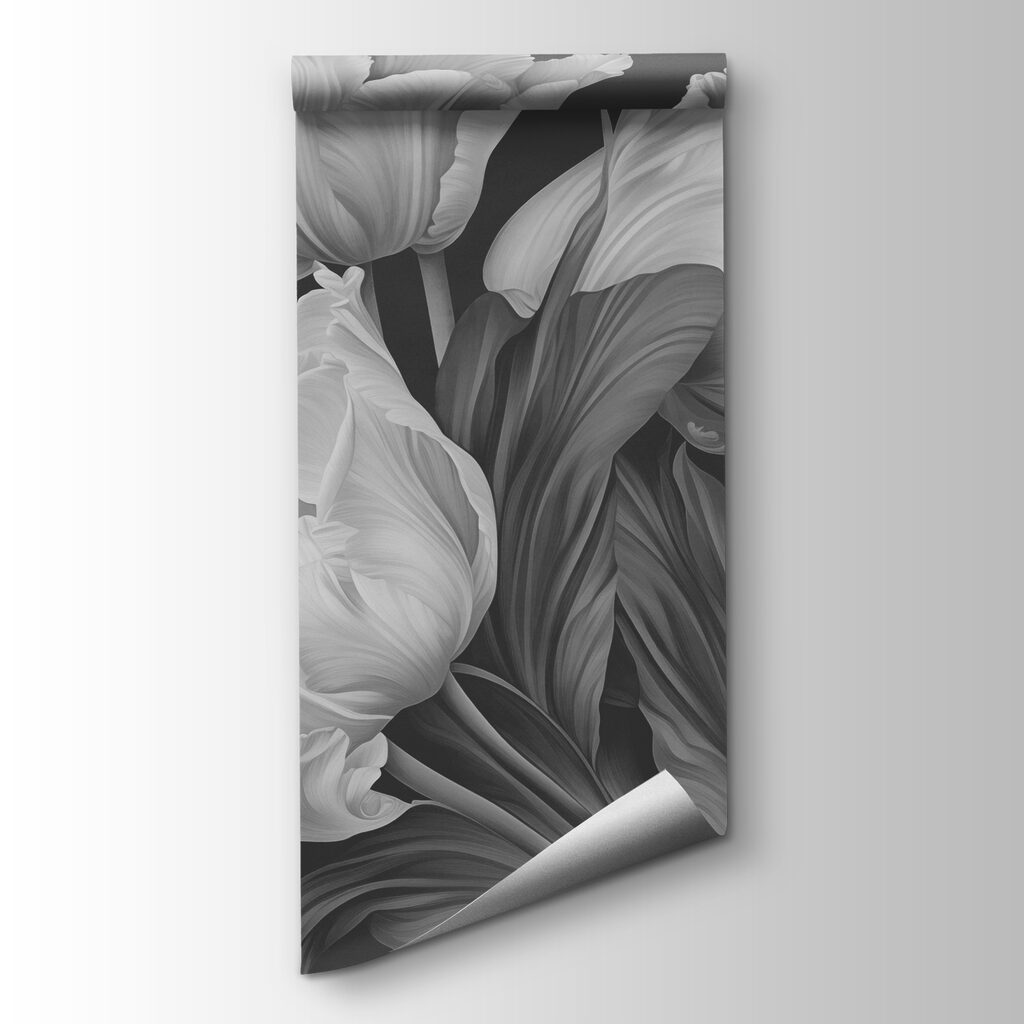 Tulipani grigi su nero — vista del prodotto