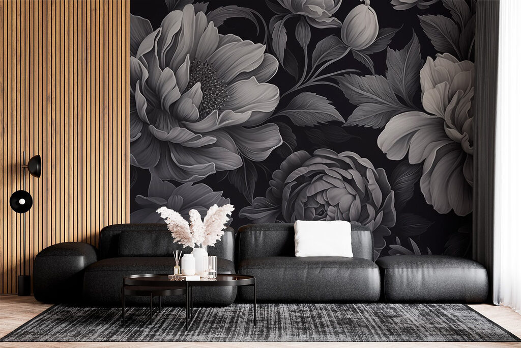 Fiori grigi su nero — ambiente 2
