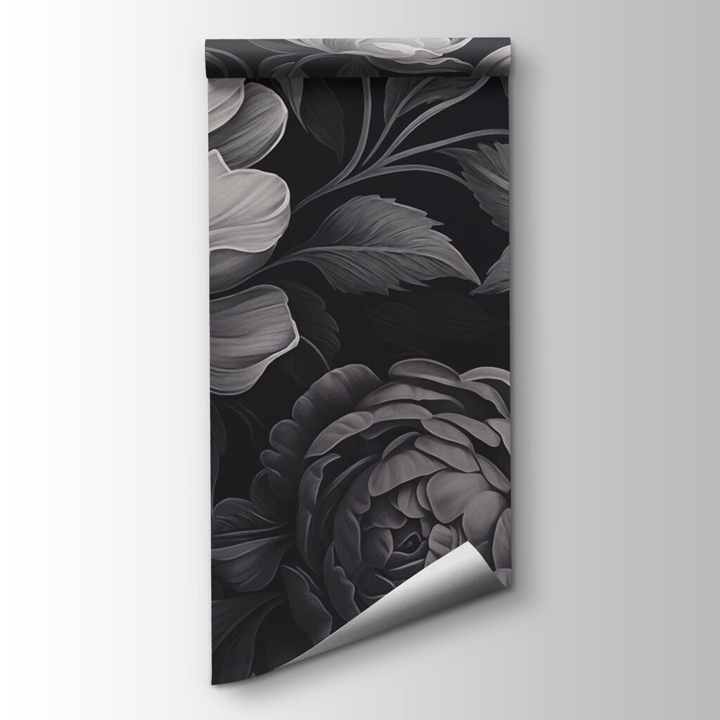 Fiori grigi su nero — vista del prodotto