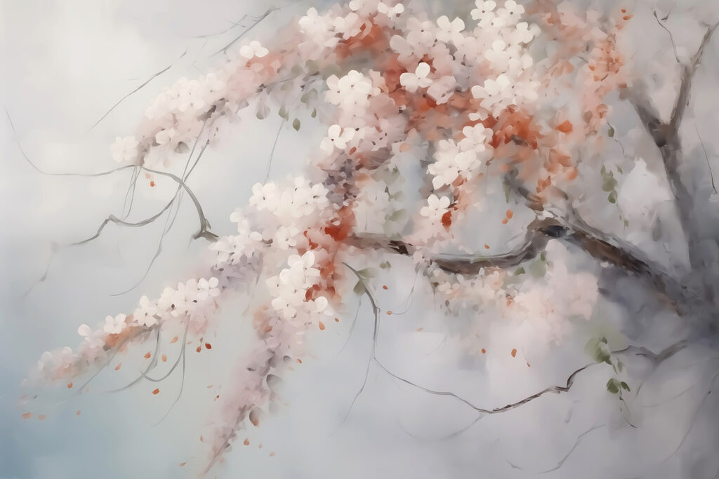 Rami con fiori rosa — design completo