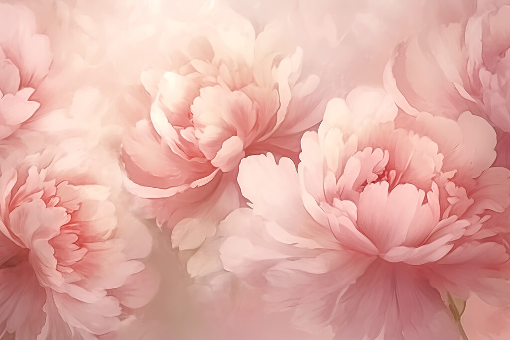 Fiori rosa nella foschia — design completo