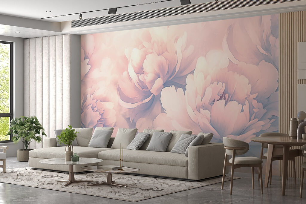 Fiori rosa nella foschia in un ambiente