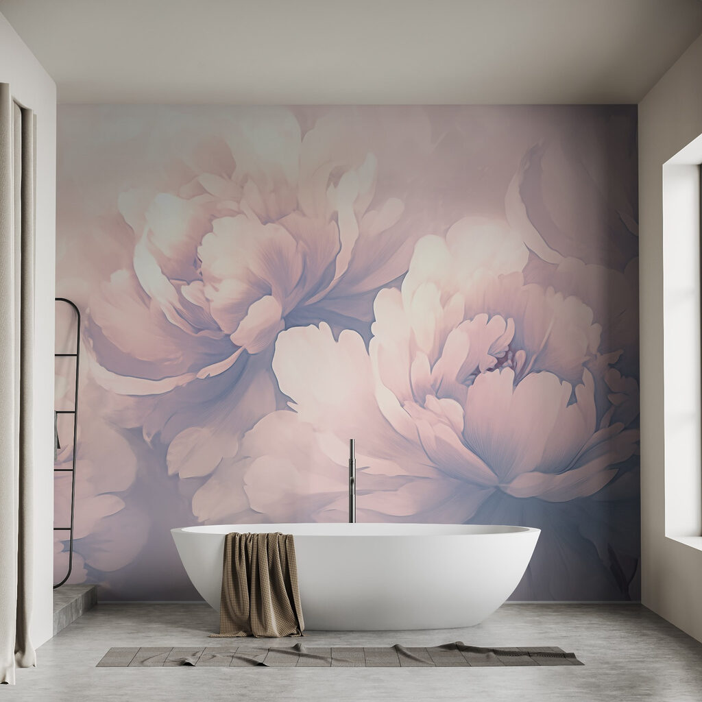 Fiori rosa nella foschia in un ambiente