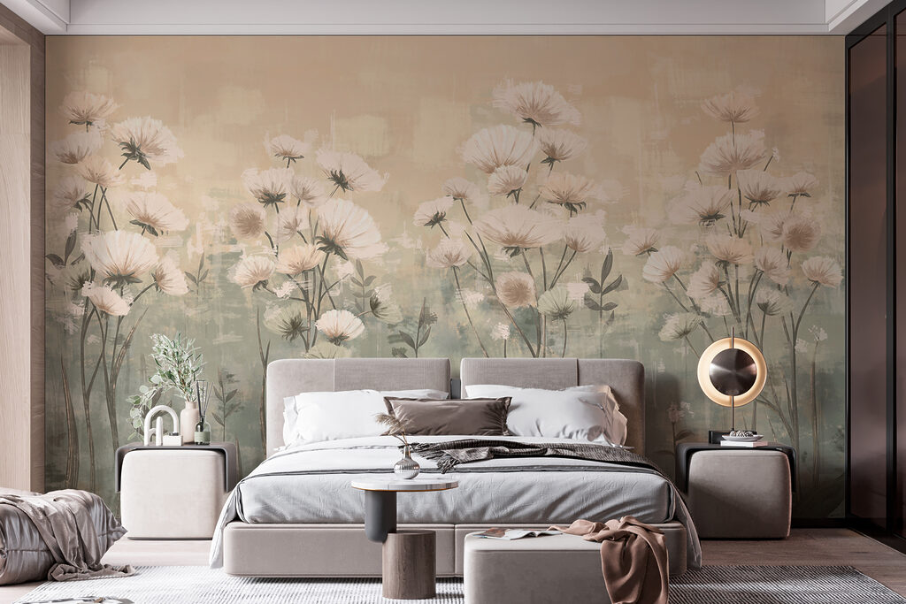 Fiori bianchi nella foschia in un ambiente