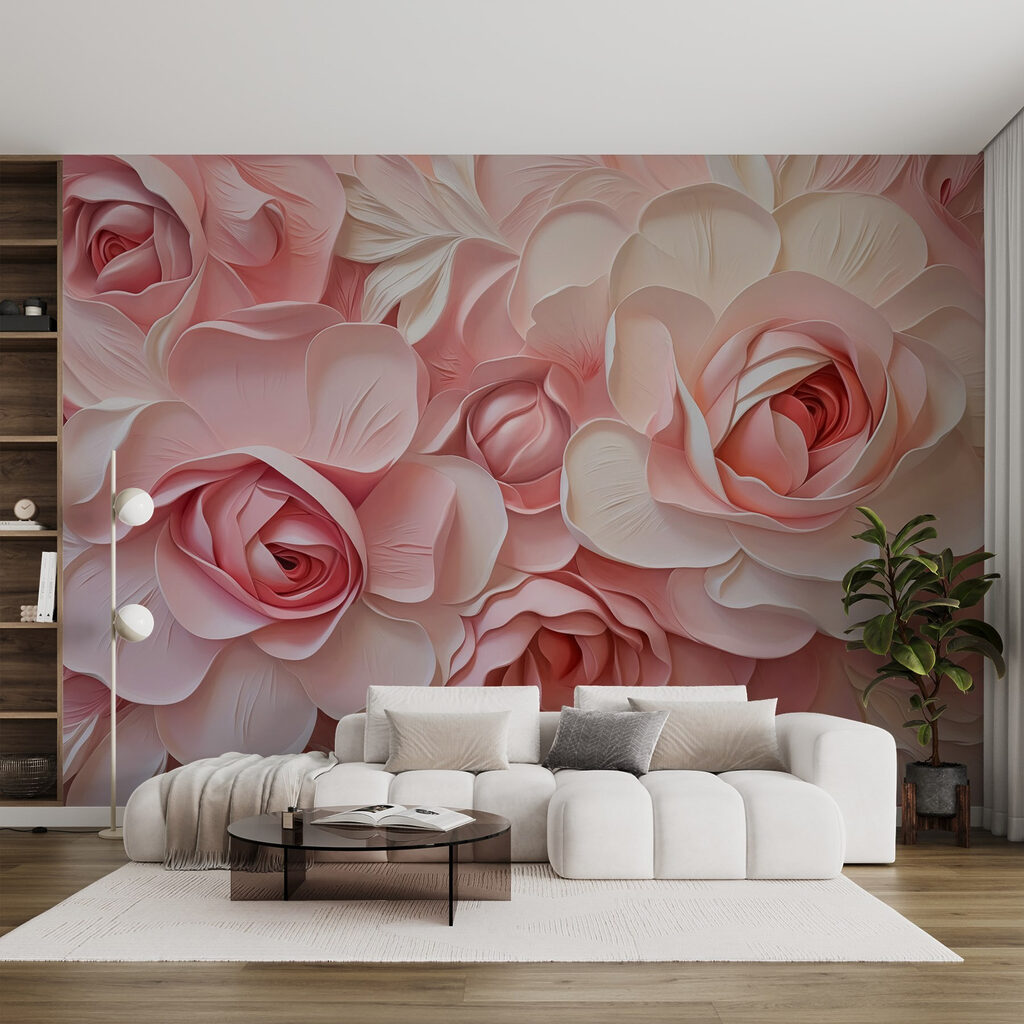 Rose dai petali sovrapposti in un ambiente