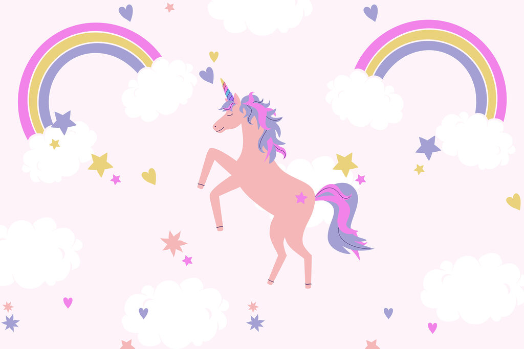 Unicorno tra arcobaleni — design completo