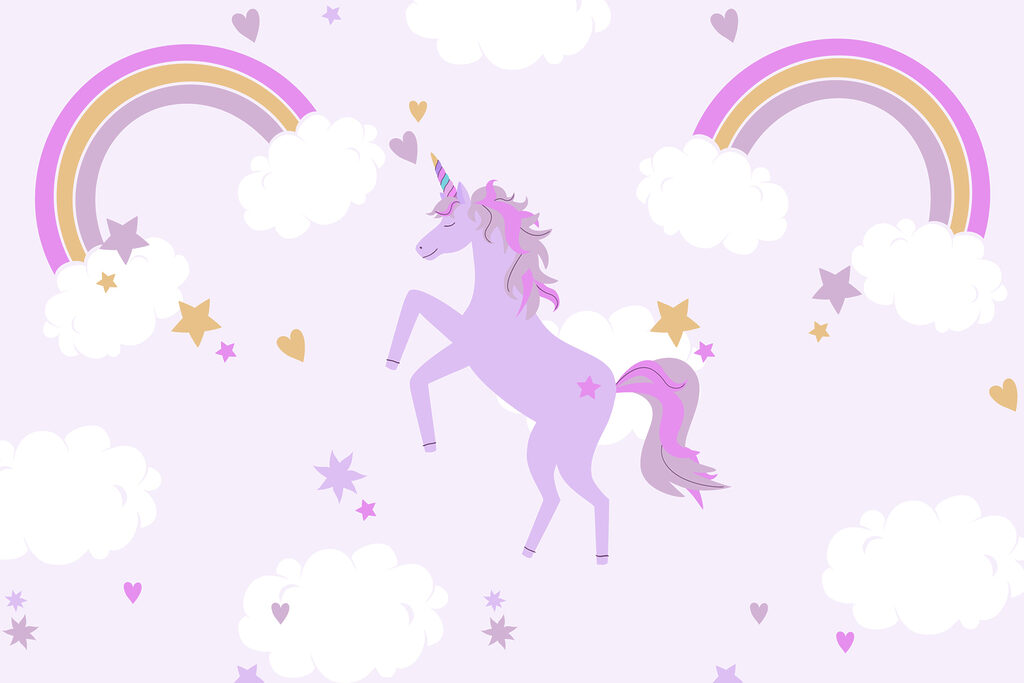 Unicorno tra arcobaleni — design completo