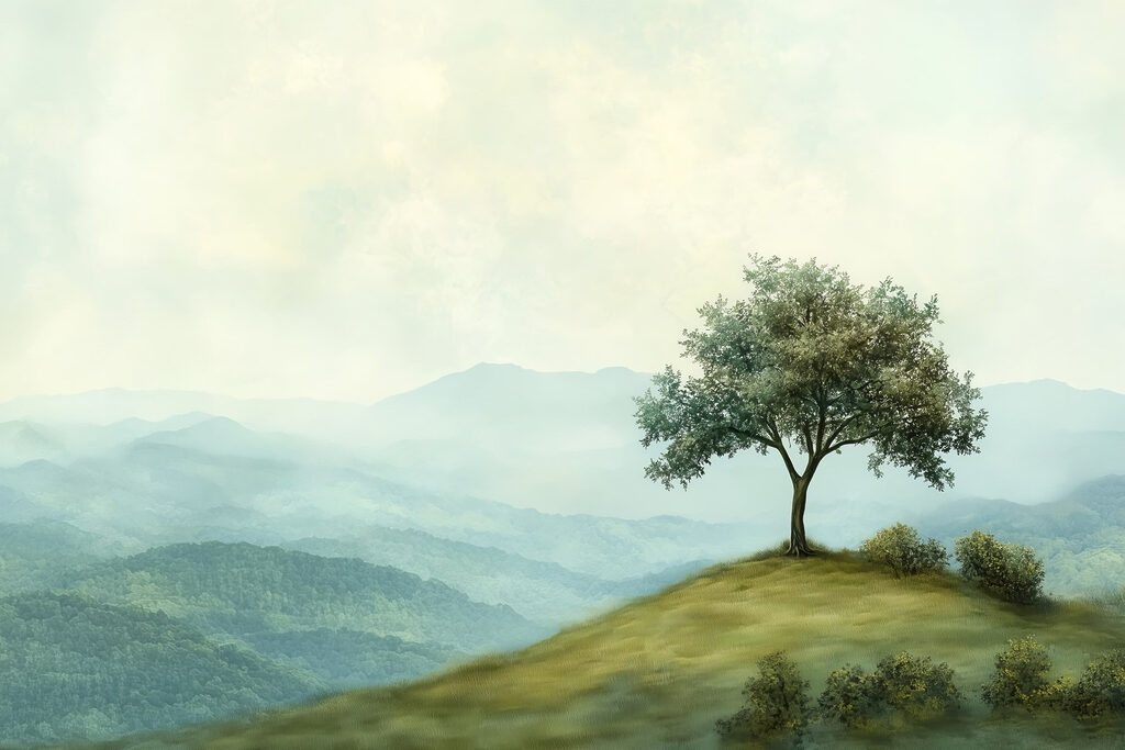 Albero solitario sulle alture — design completo