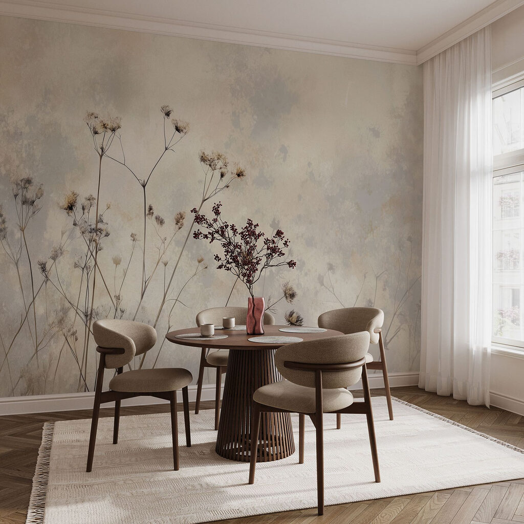 Steli sottili e fiori in un ambiente