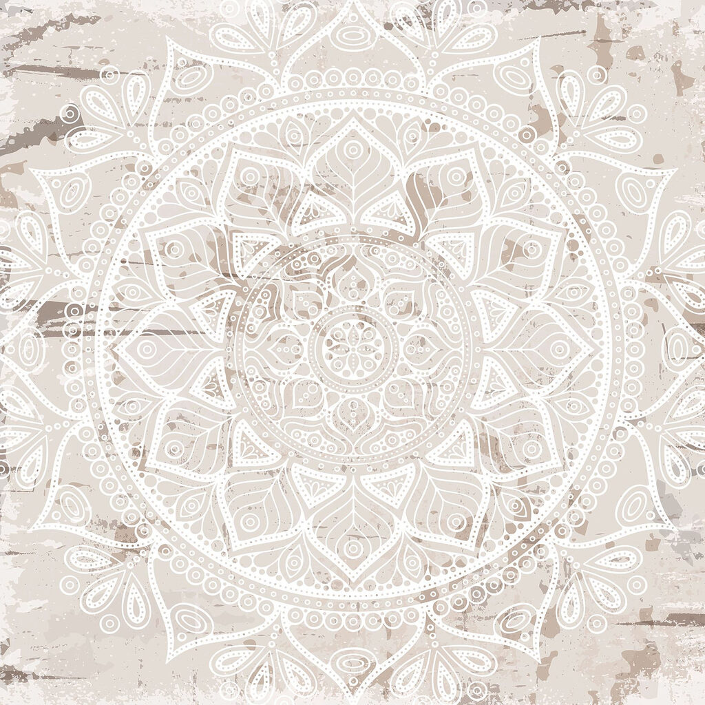 Mandala bianco su beige — design completo