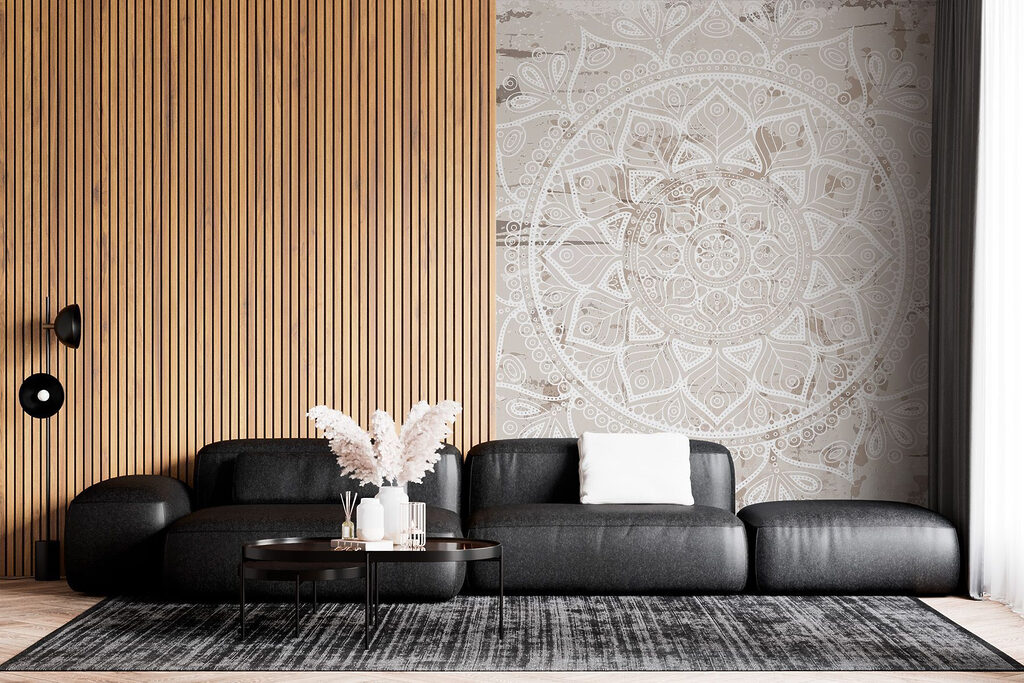 Mandala bianco su beige — ambiente 2