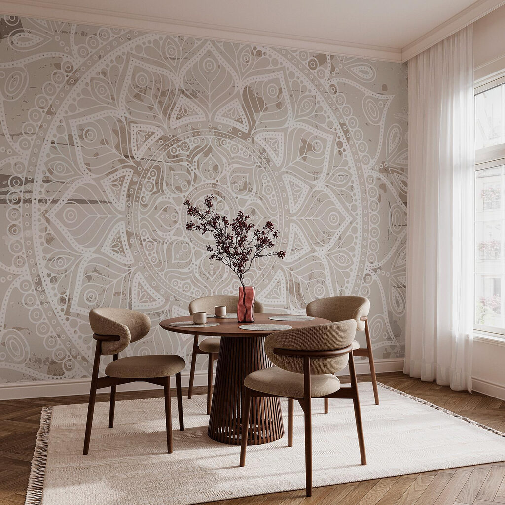 Mandala bianco su beige — ambiente 3
