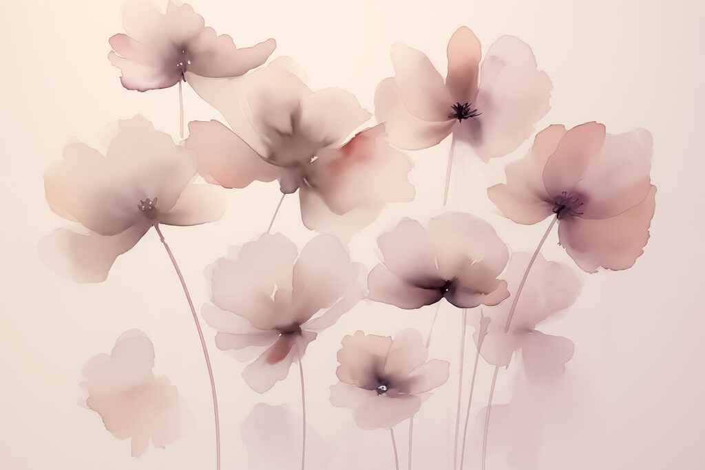 Fiori rosa sugli steli — design completo