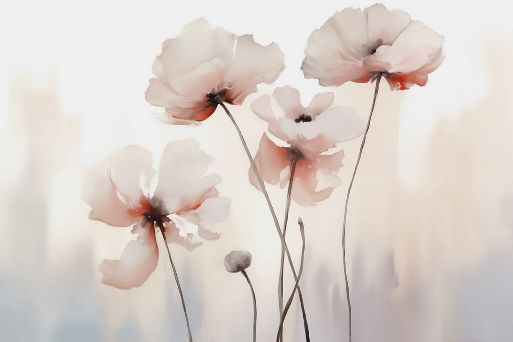 Fiori morbidi su crema — design completo