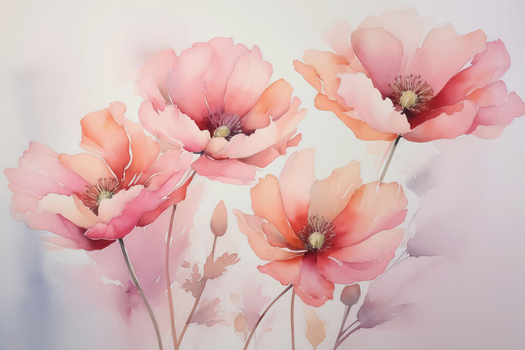Petali rosa ad acquerello — design completo