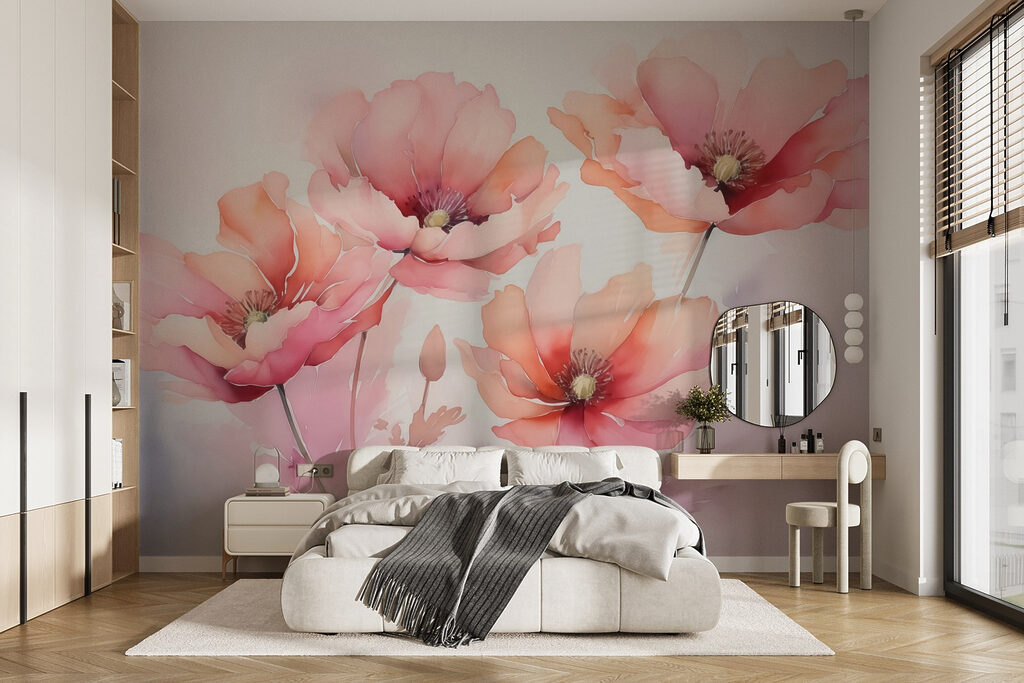 Petali rosa ad acquerello — ambiente 1