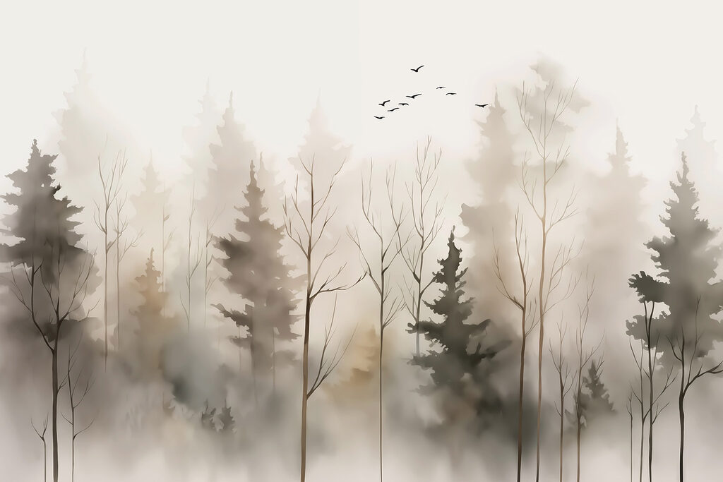 Alberi spogli e uccelli — design completo