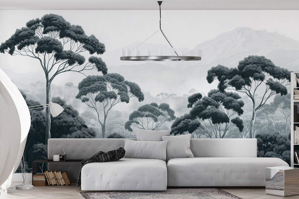 Chiome alte nella nebbia — ambiente 3
