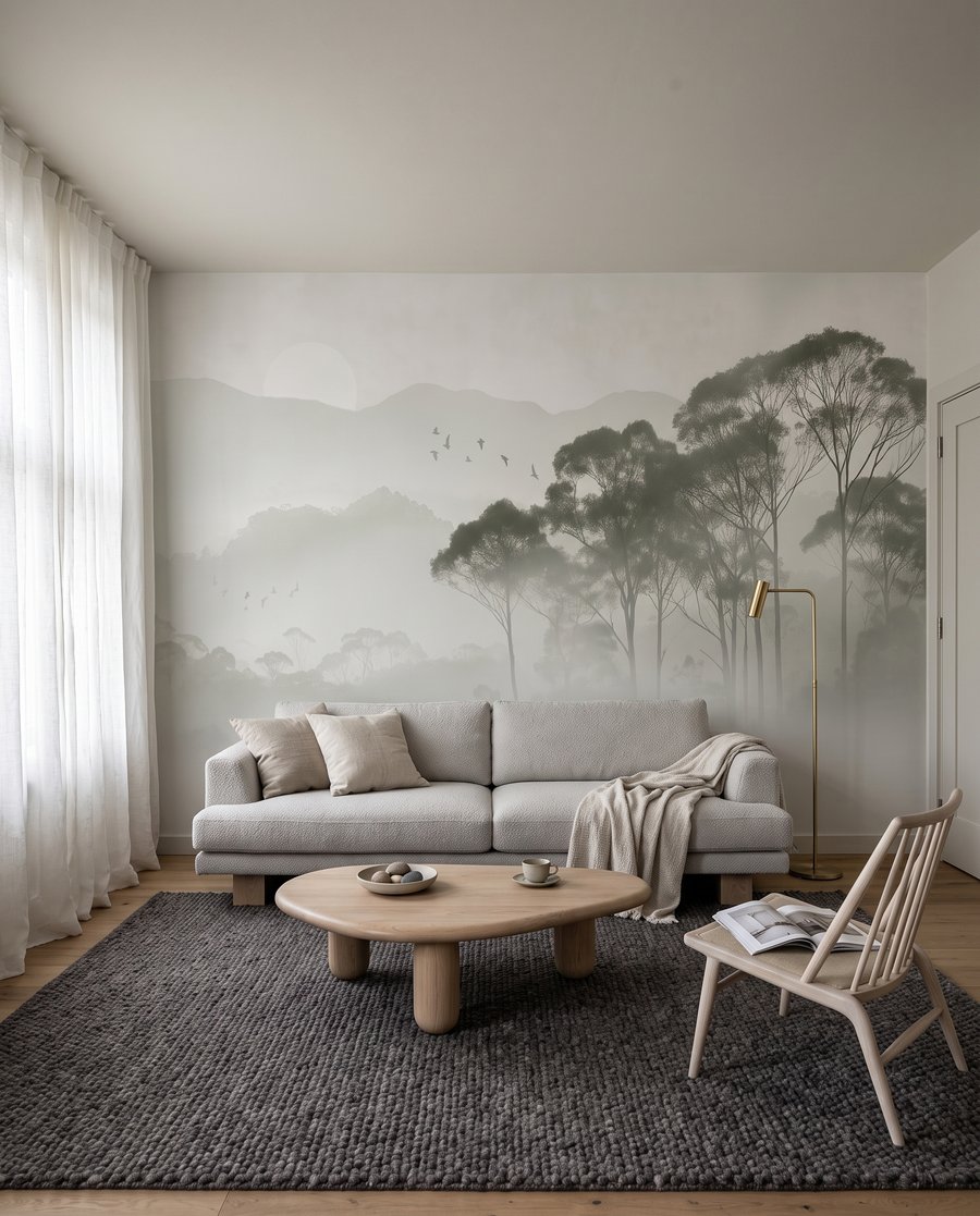 Alberi sul crinale nebbioso — ambiente 2