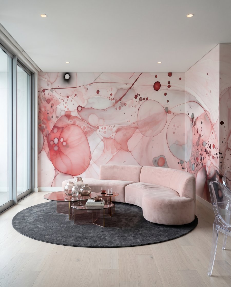 Cerchi colorati con spruzzi in un ambiente