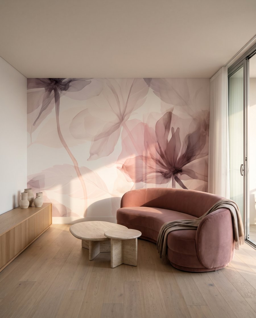 Fiori in veli malva in un ambiente