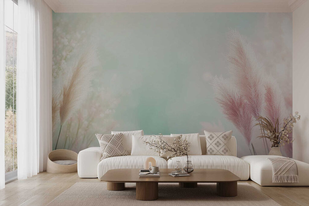 Pennacchi rosa su verde — ambiente 3