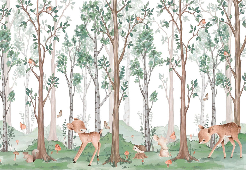 Cervi tra gli alberi — design completo