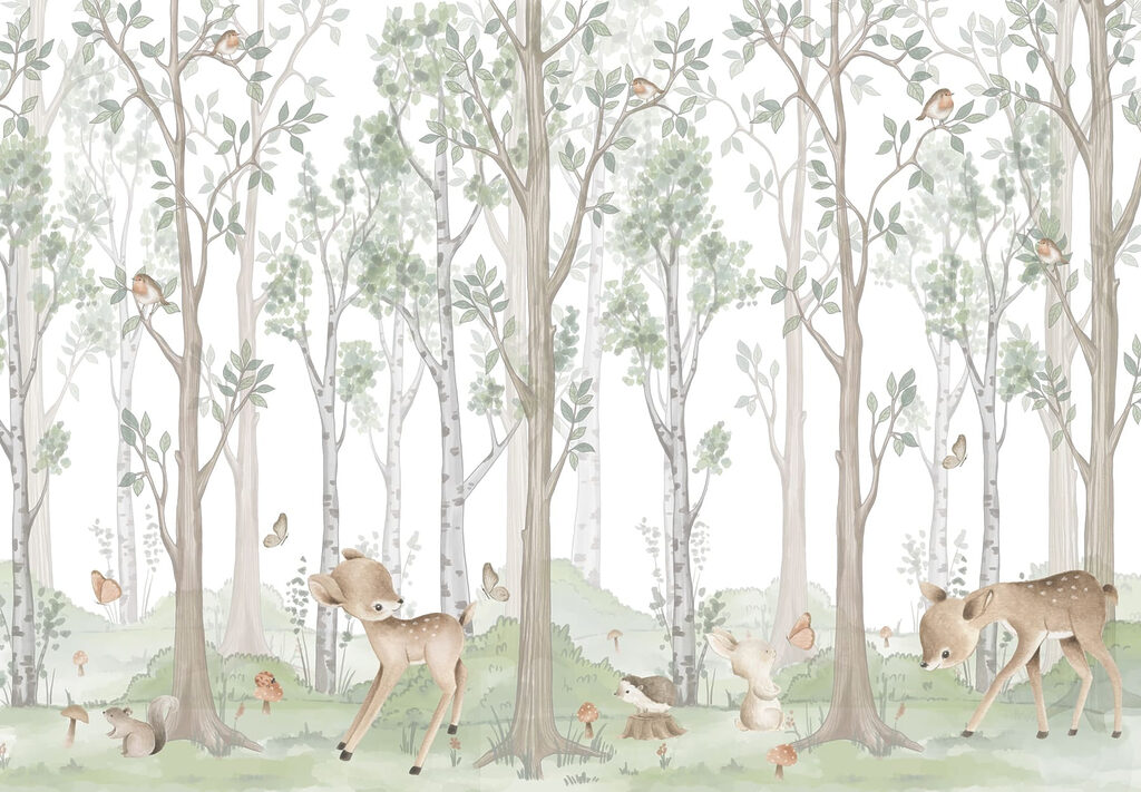 Cervi tra gli alberi — design completo