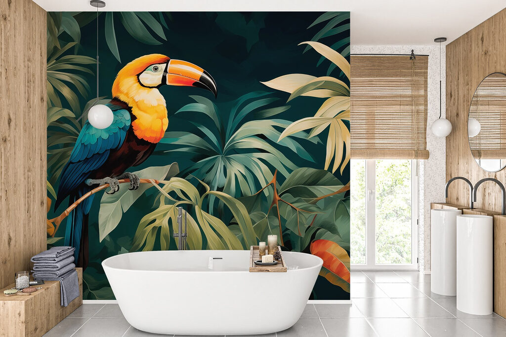 Tucano tra foglie dorate — ambiente 2