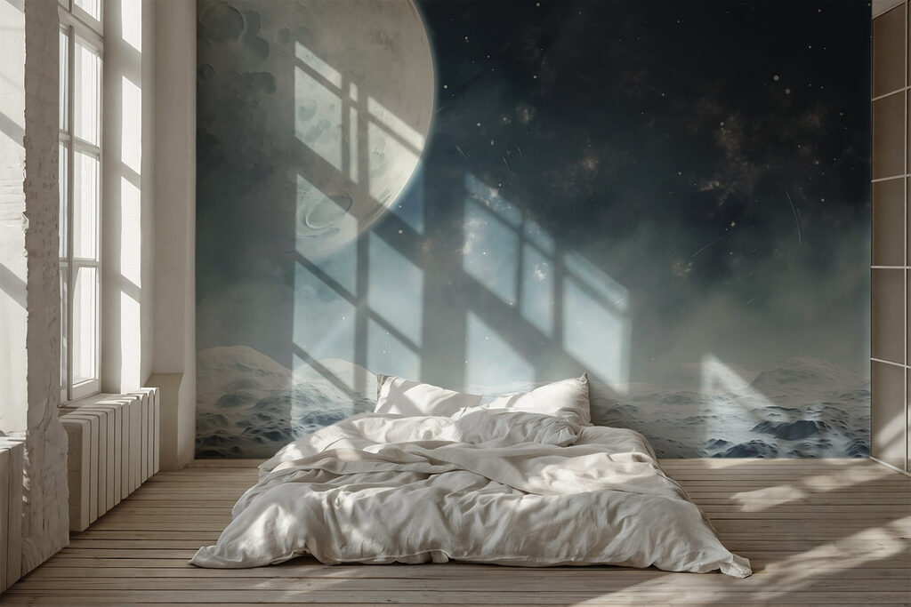 Luna sopra la neve in un ambiente