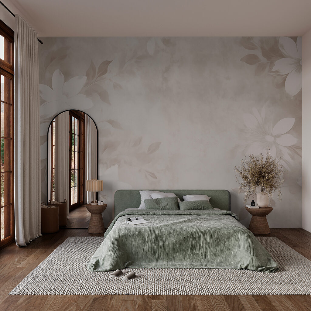 Fiori bianchi su beige — ambiente 2